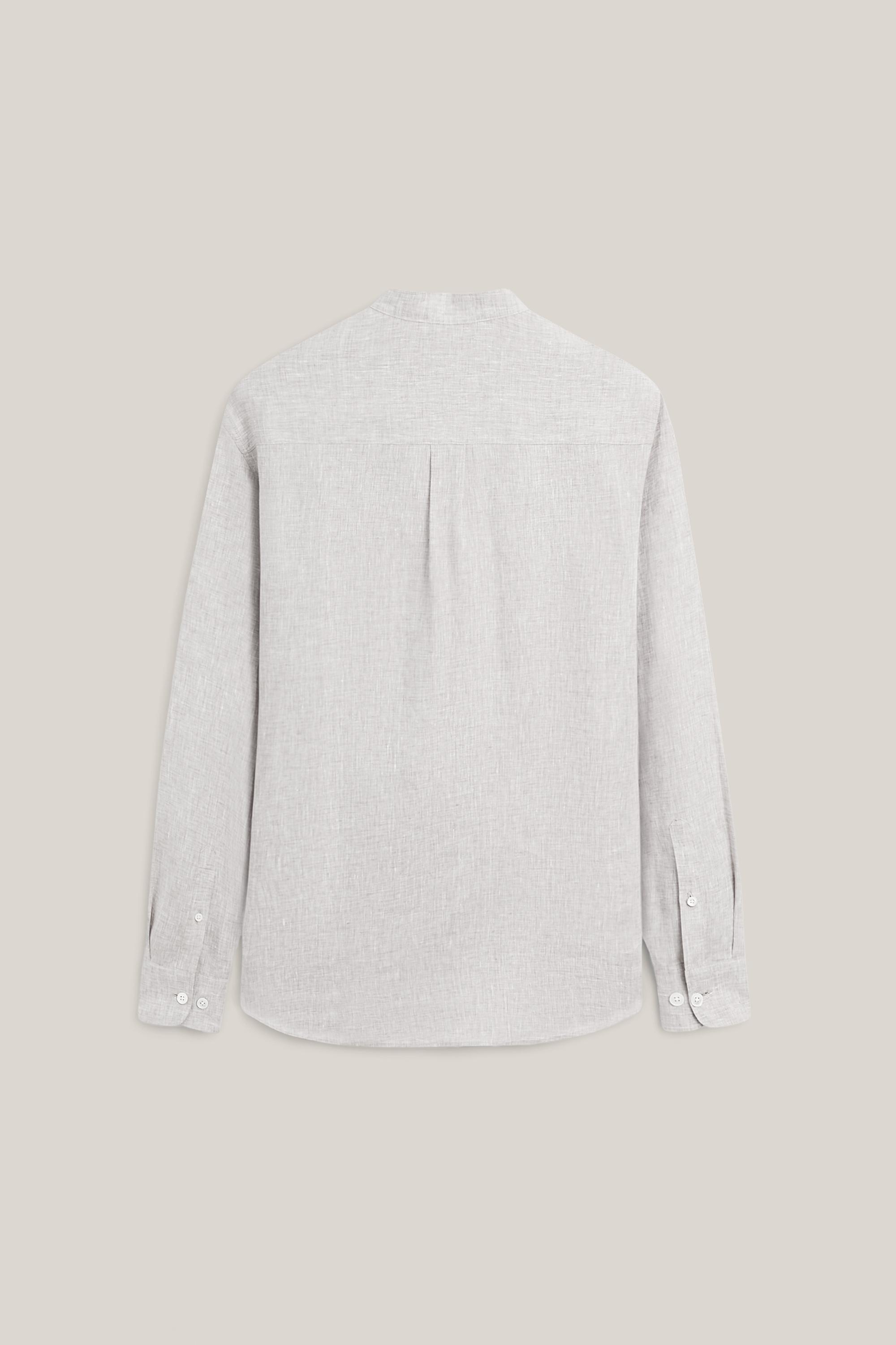 Relaxed fit 100% linen shirt with stand collar - LIMITED EDITION
